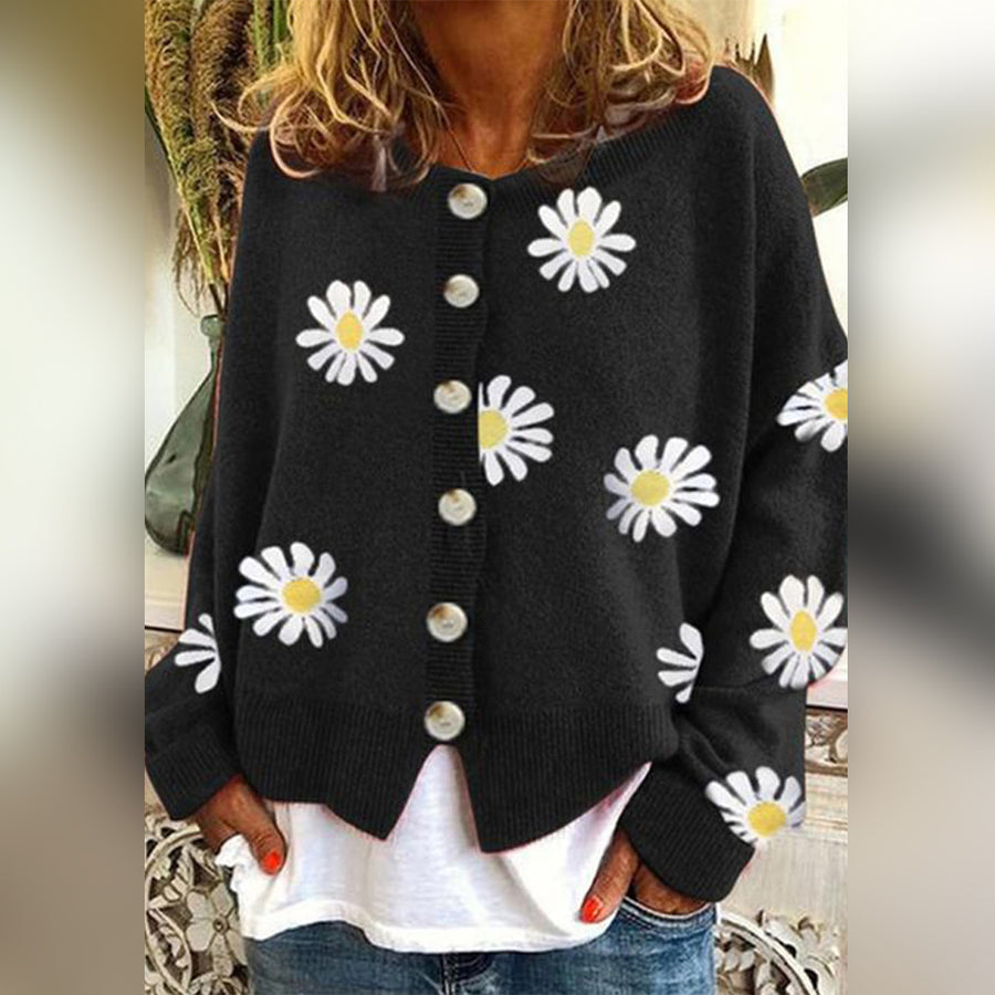 Gilet tricoté oversized pour femme avec boutons sur le devant