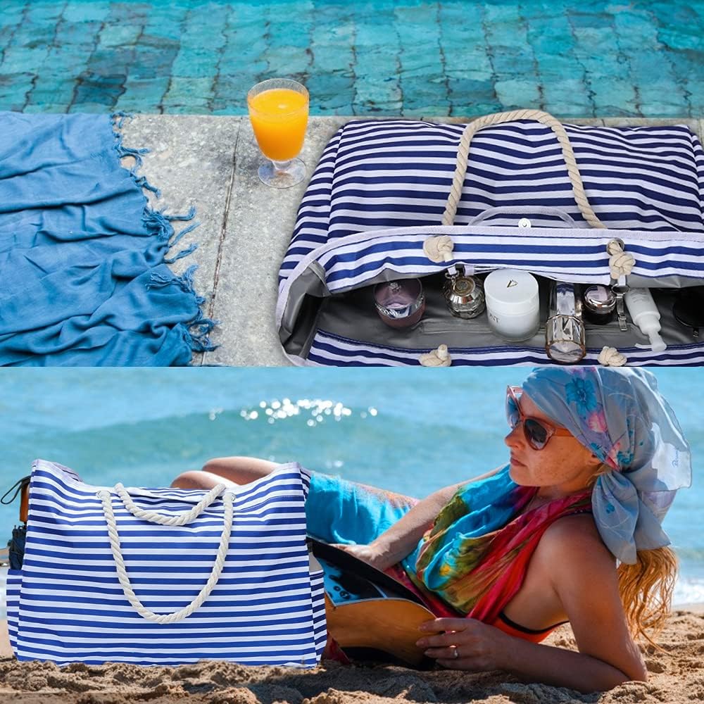Grand sac de plage imperméable avec trousse de voyage supplémentaire