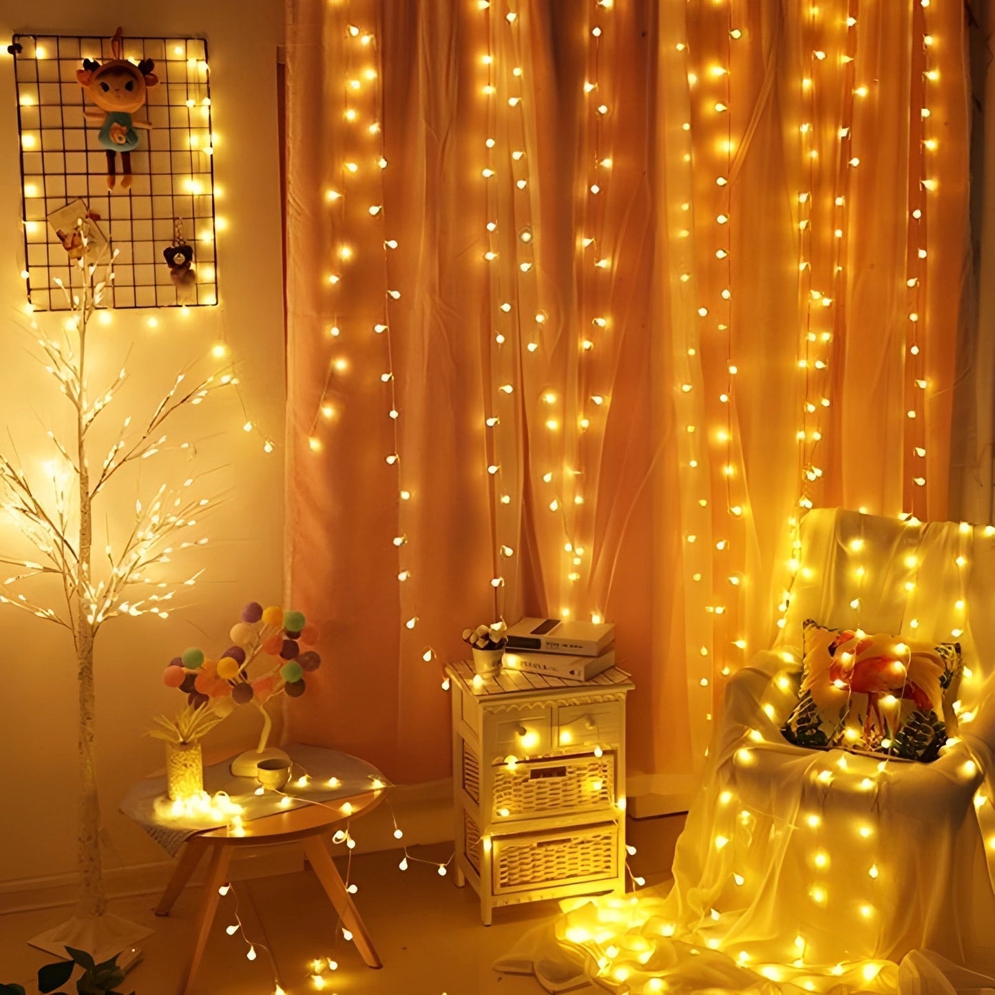 Guirlande lumineuse LED à piles blanc chaud - Décoration intérieure cosy pour chambre