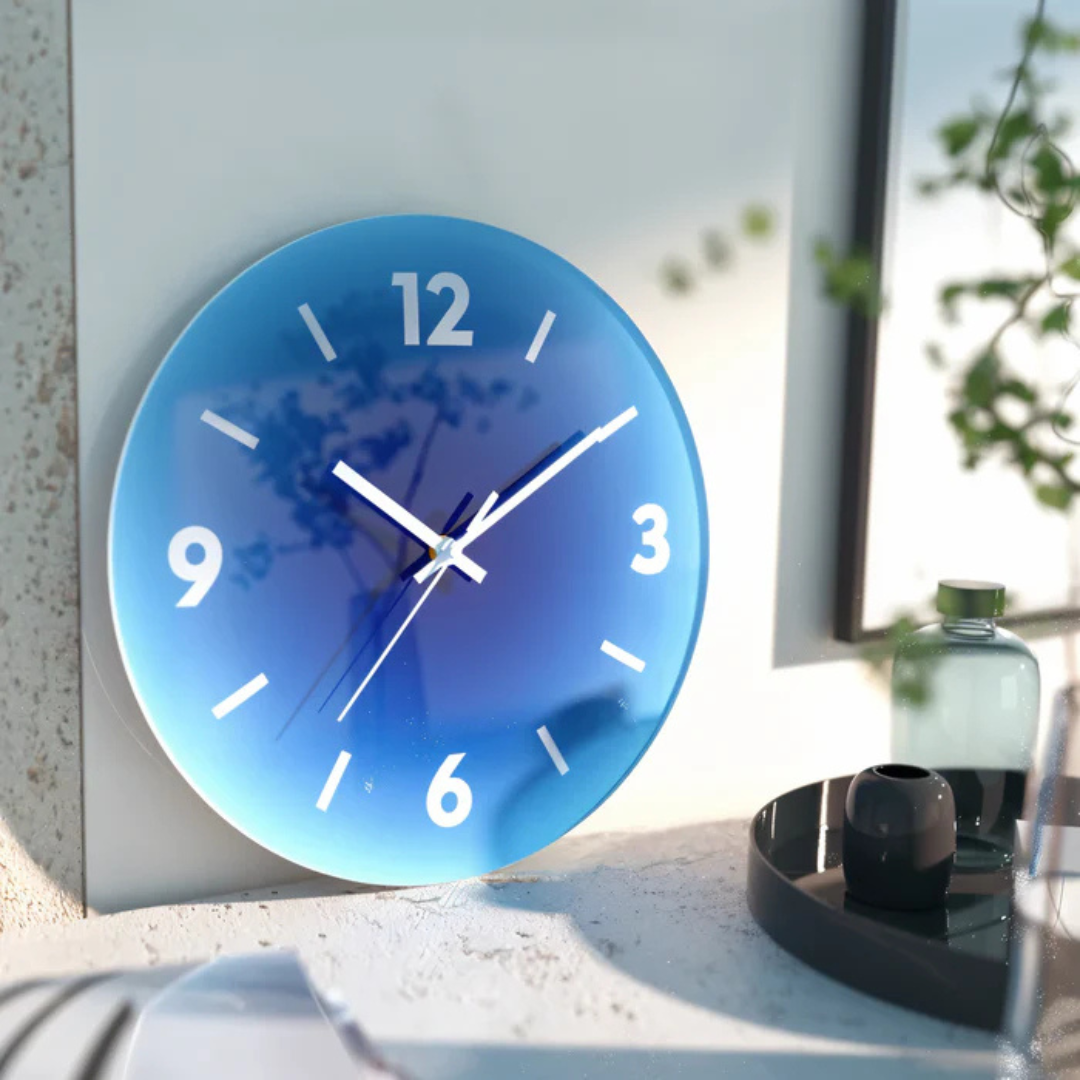 Horloge murale en verre Sunset | Design moderne avec dégradé de couleurs