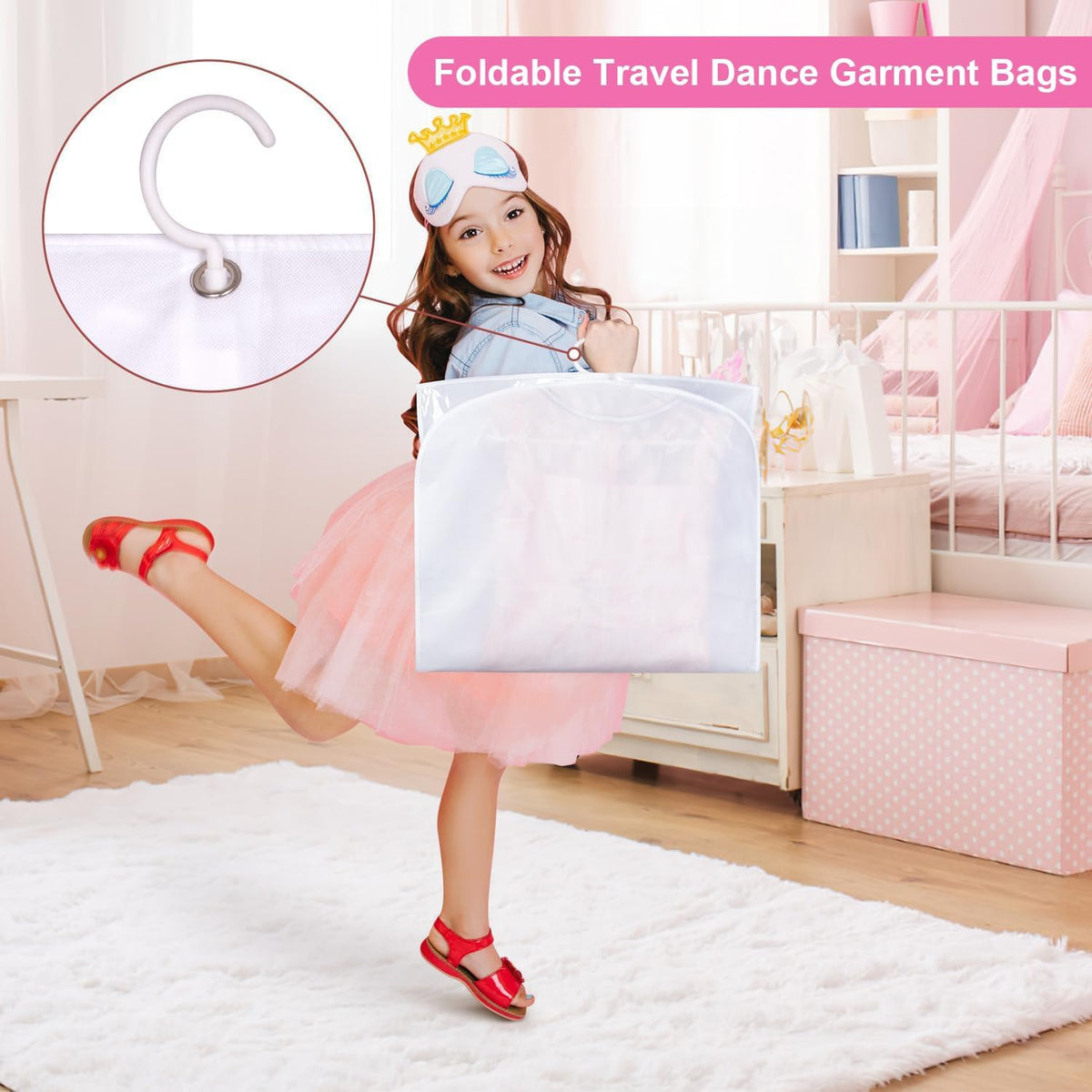 Housses de vêtements de danse pliables et unisexes avec pochettes zippées - lot de 5