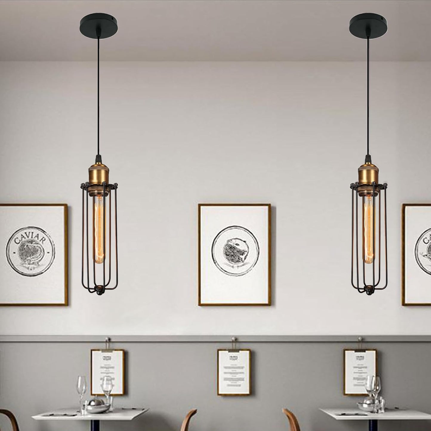 Industrial Hanging Light in Retro Design – Vintage Pendant Lamp with Metal Grid