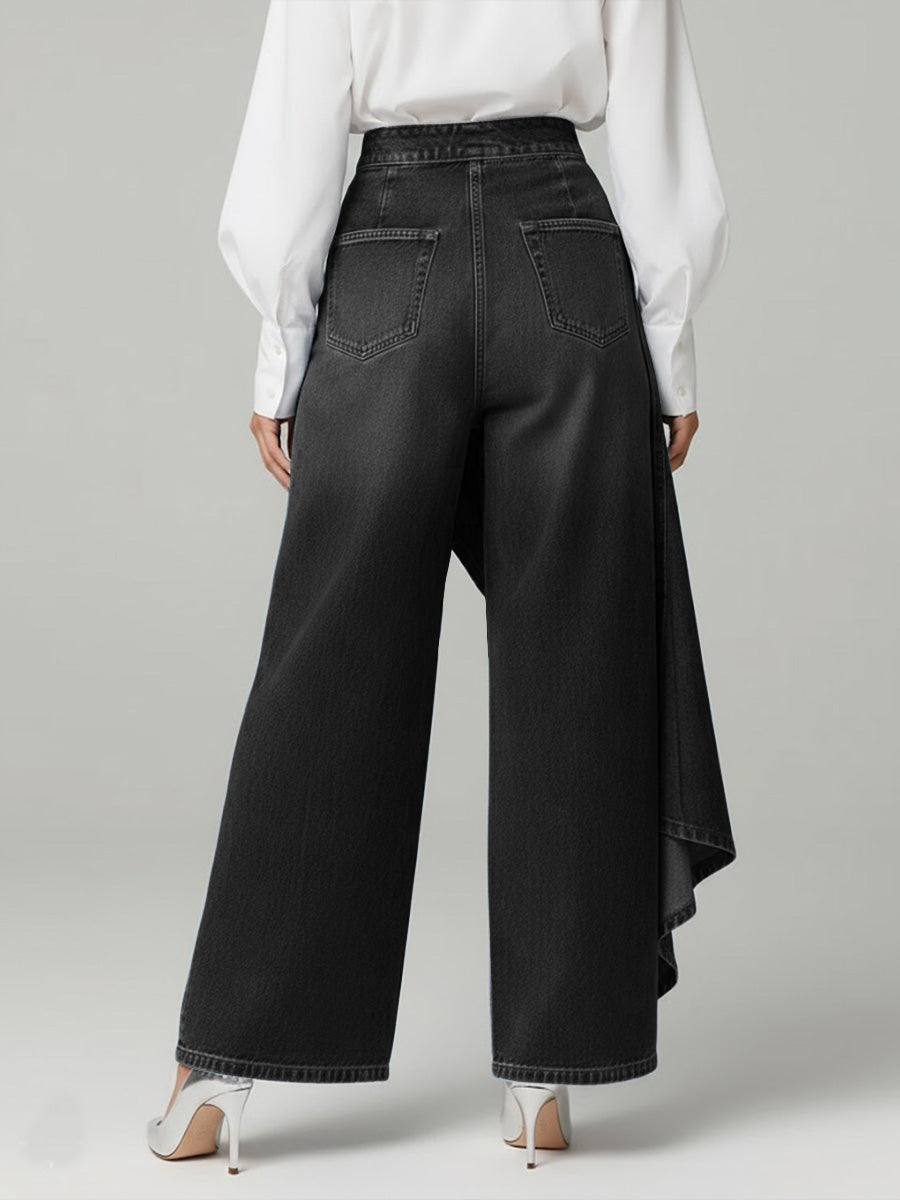Jean large élégant taille haute pour femme coupe décontractée