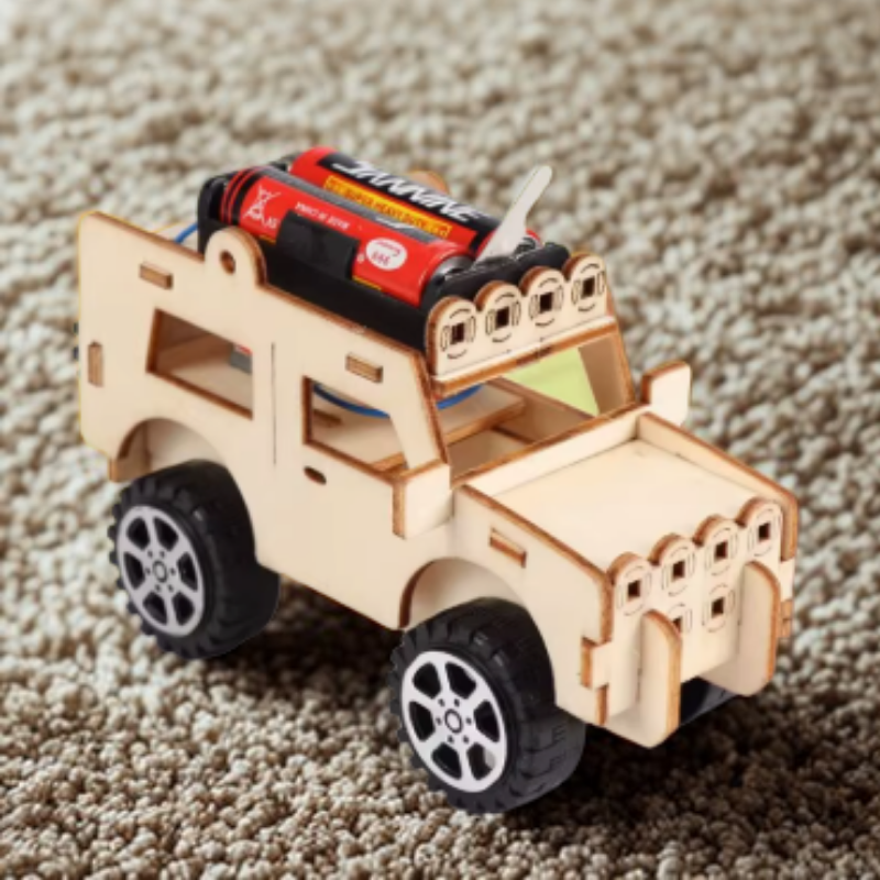 Kit de construction véhicule électrique en bois pour enfants