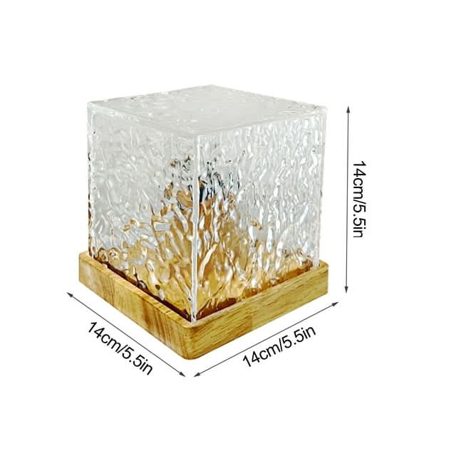 Lampe cube en verre nordique avec lumière d'ambiance