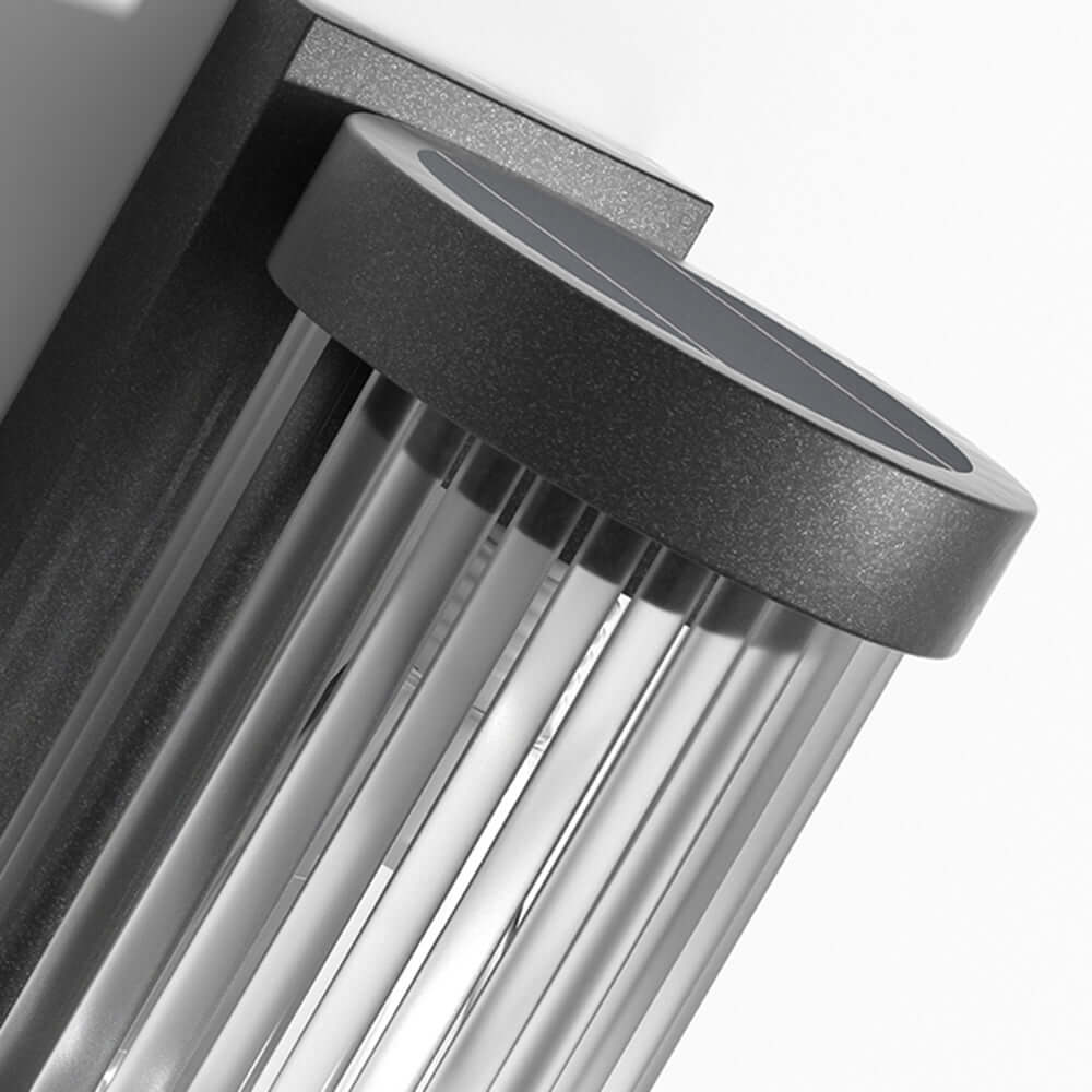 Lampe solaire d'extérieur cylindrique en métal et verre