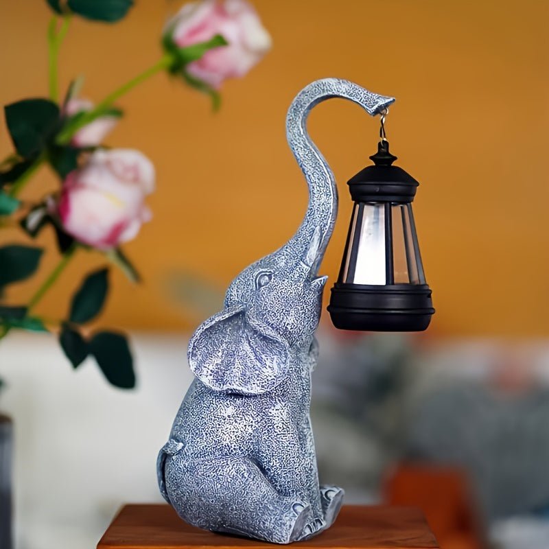 Lampe solaire de jardin en forme d'éléphant avec éclairage LED d'ambiance automatique