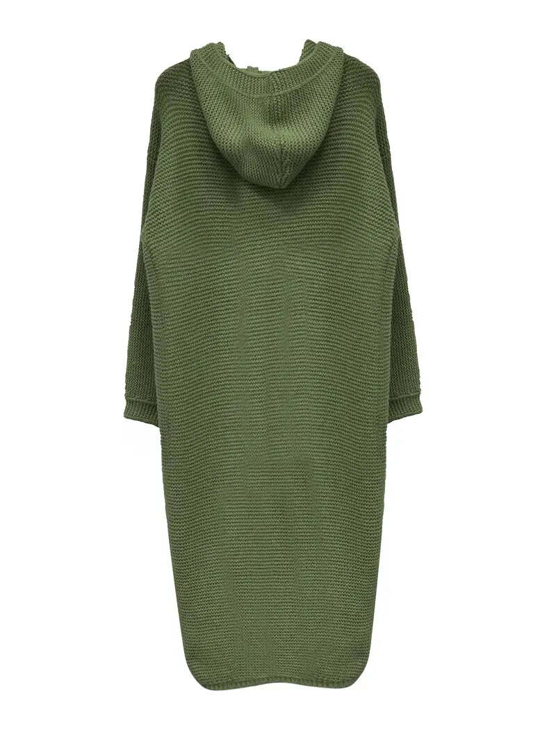 Manteau cardigan tricoté à capuche pour femme
