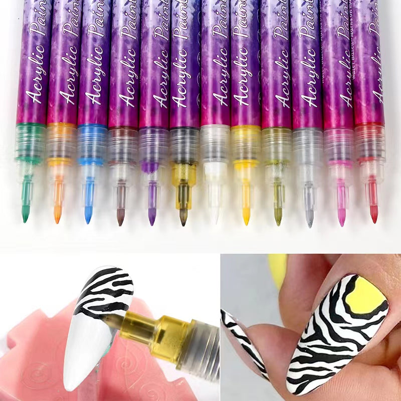 Marqueurs pour nail art – Ensemble de 12 pour décoration d'ongles