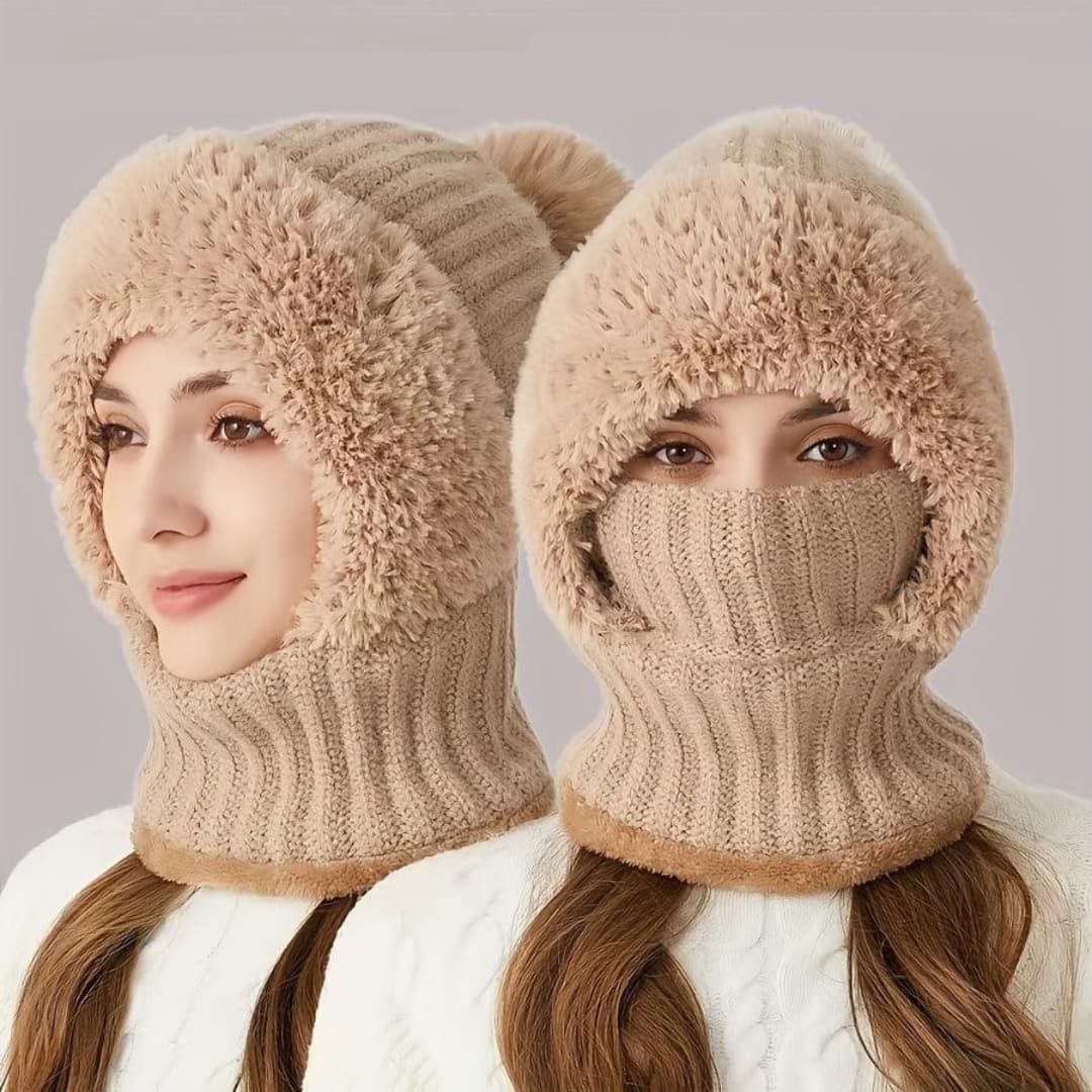 Masque de ski balaclava ajustable coupe-vent en polaire sherpa avec tour de cou
