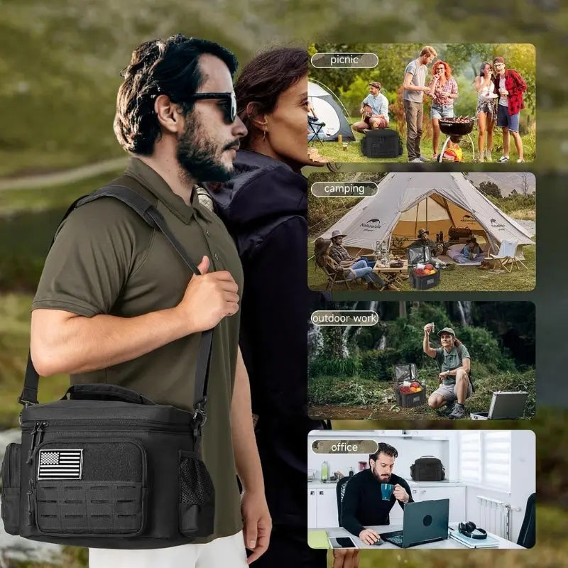 Military Tactical Insulated Meal Bag for Men 13L (Black)
