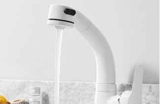 Mitigeur de lavabo extractible avec douchette en finition chromée, noire, blanche et dorée