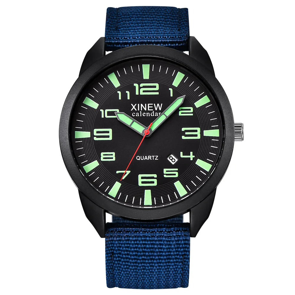 Montre à quartz avec cadran lumineux et calendrier