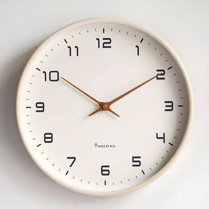 NORDICTIMBER – Modern Solid Wood Wall Clock in Brown & Cream