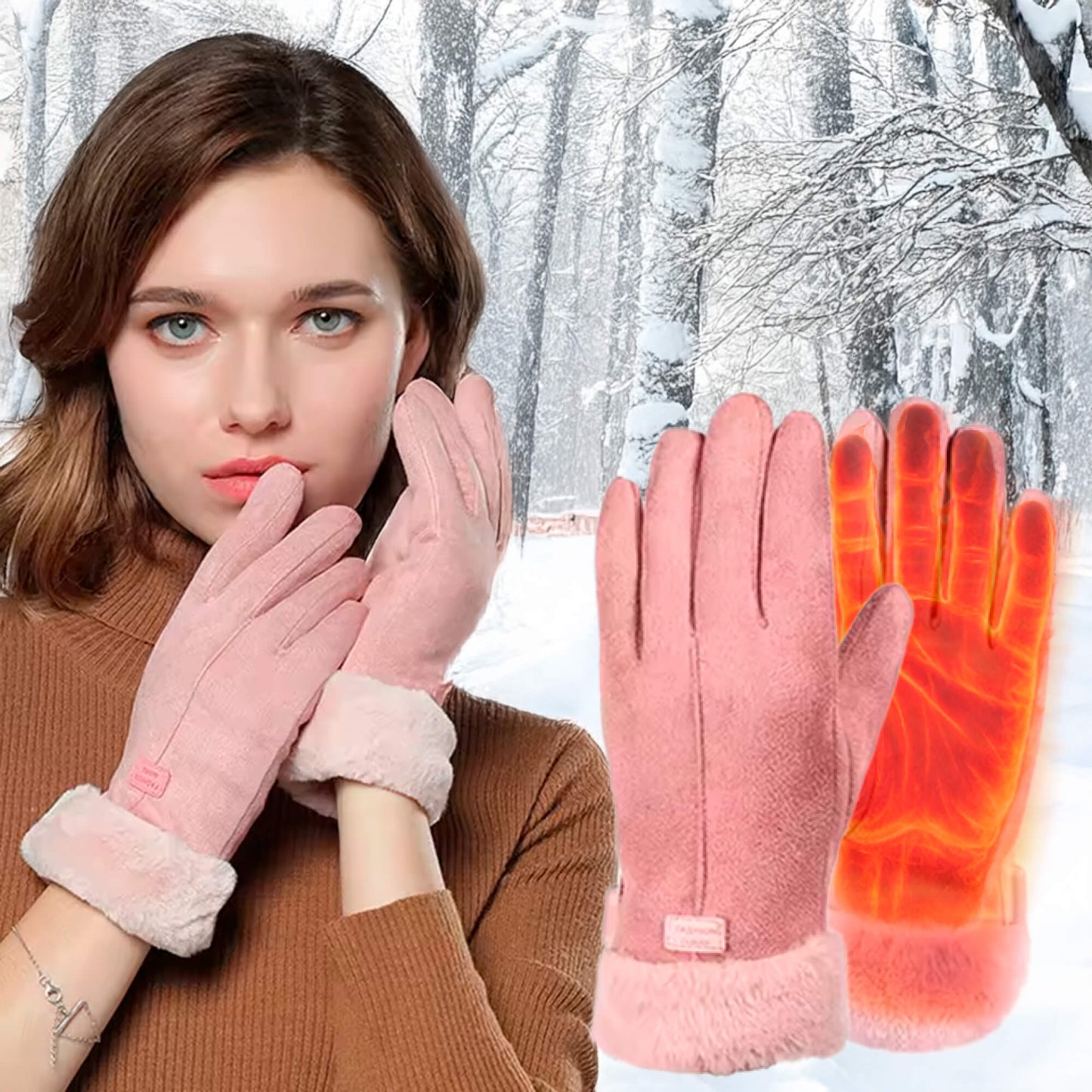 Olvoria | Heated Gloves for Women UK – Women's Thermal Waterproof Winter Gloves with Touchscreen & USB Rechargeable Warm Design