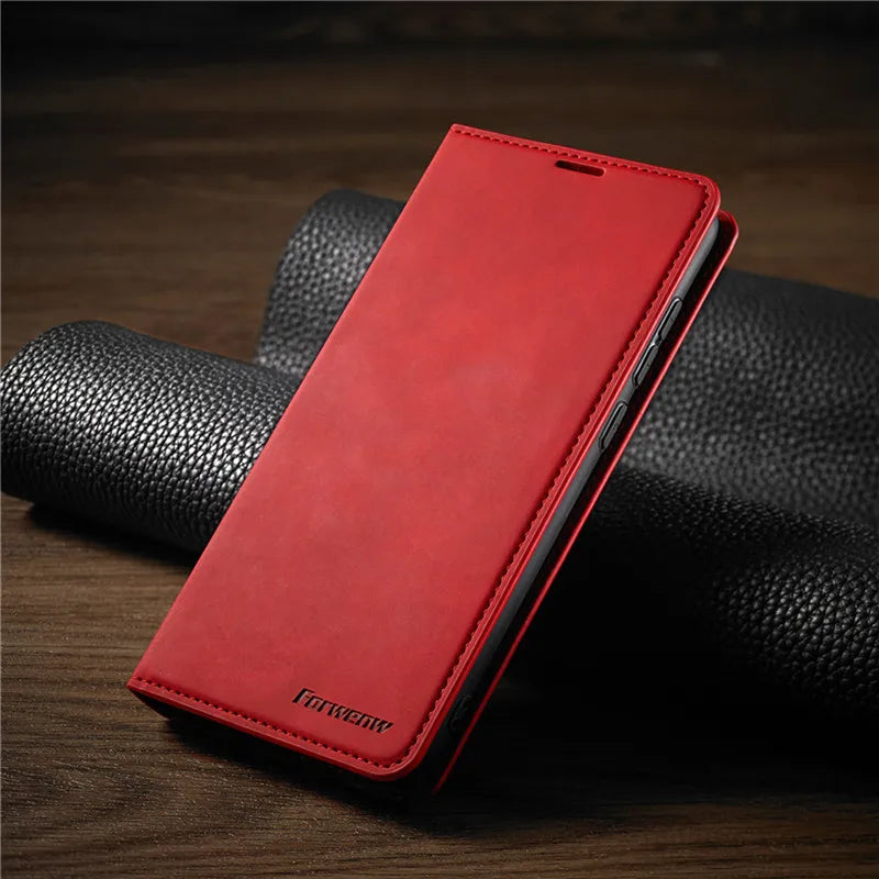 Olvoria | iPhone Case: Magnetic Leather Pouch for Stylish Protection