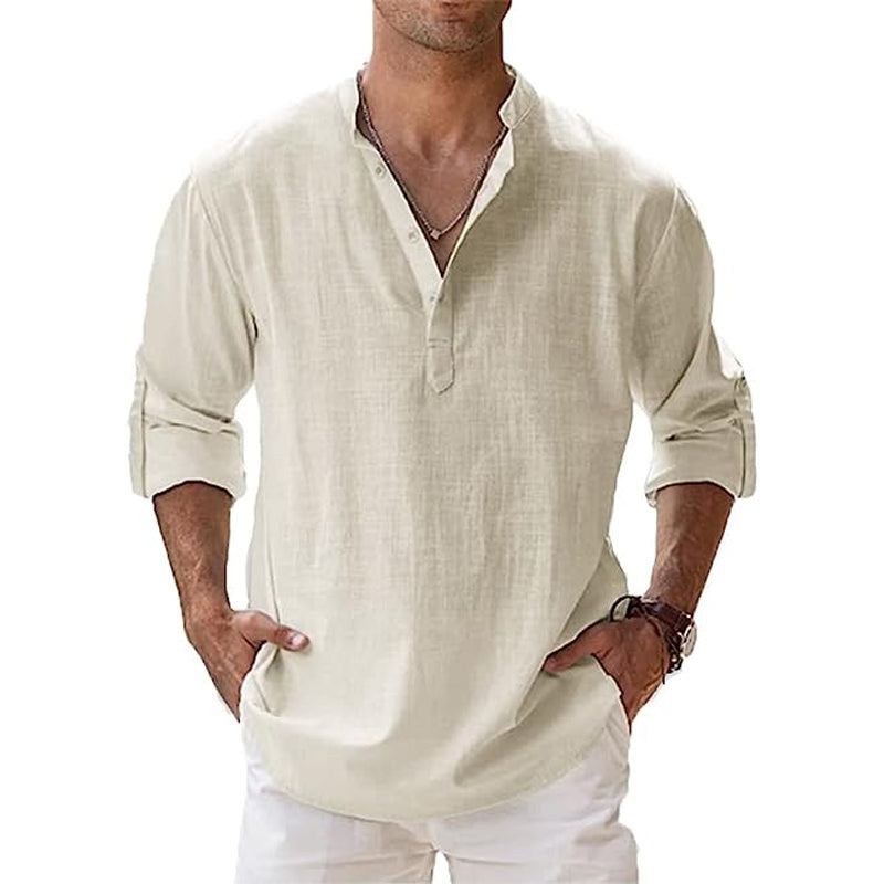 Olvoria | Men's Henley Shirt with Button Detail
