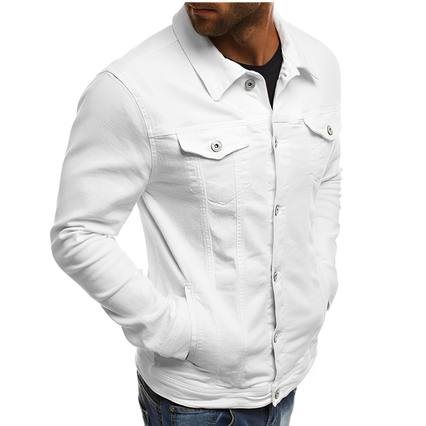 Olvoria | Men's Lightweight Denim Jacket with Chest Pockets