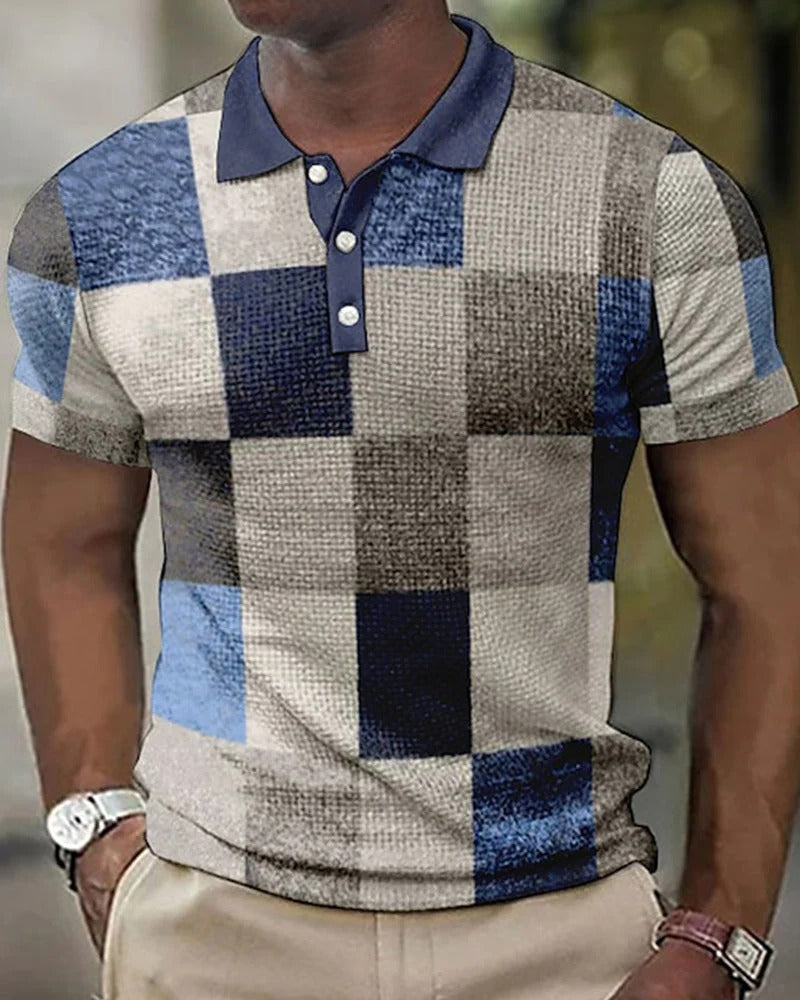 Olvoria | Men's Plaid Print Polo Shirt