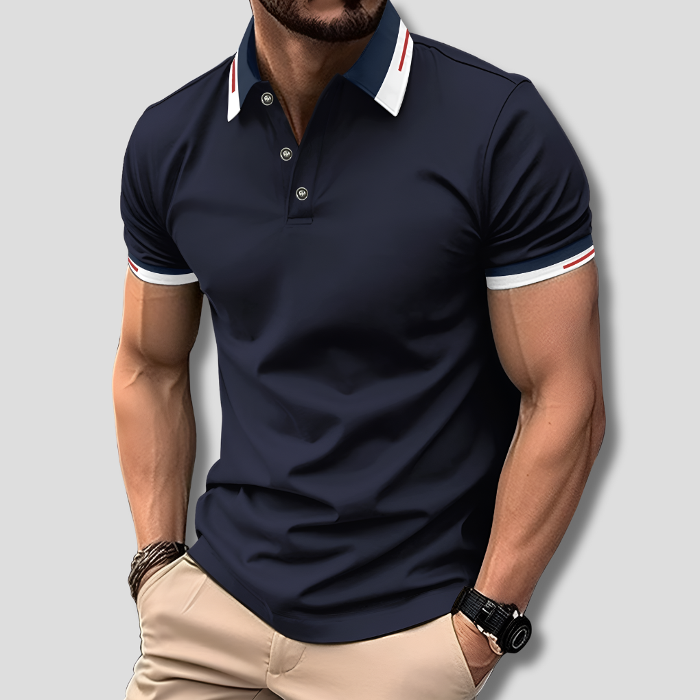Olvoria | Men's Striped Collar Polo Shirt