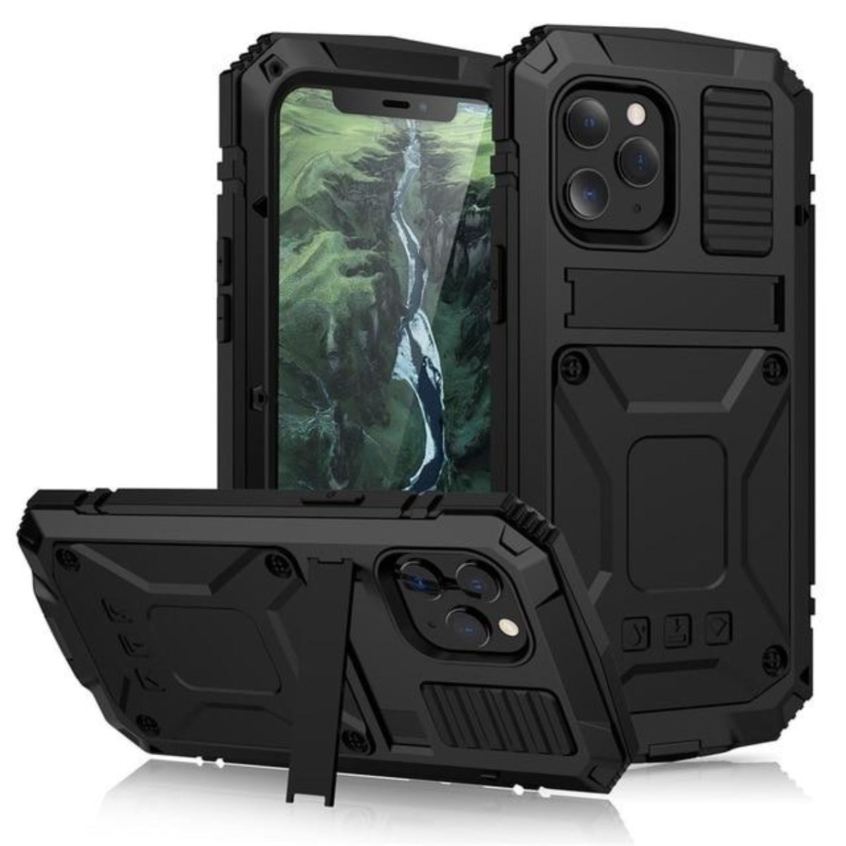 Olvoria | Protective Shockproof Tempered Glass Metal Case for iPhone