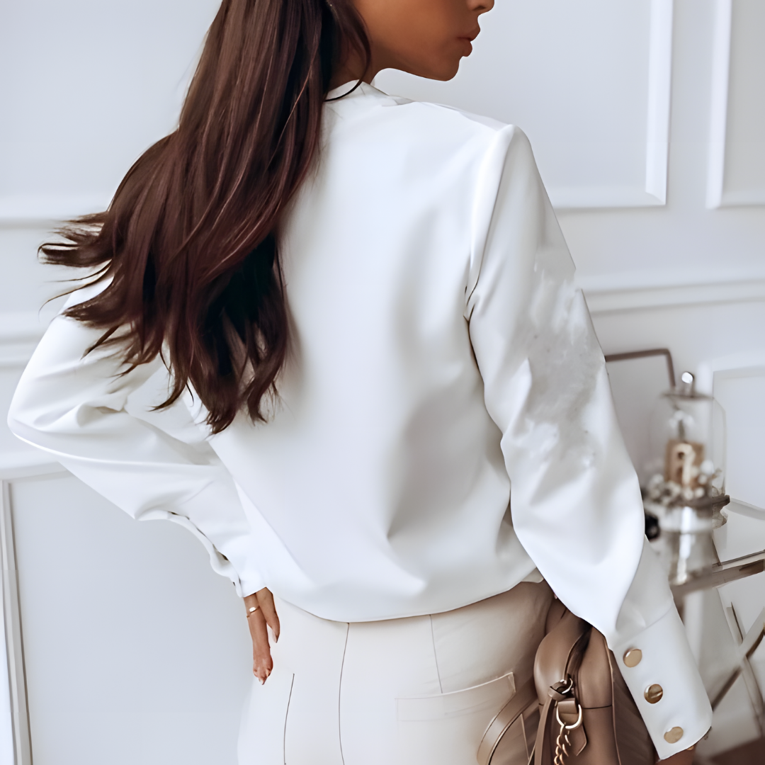 Olvoria | Women's Button Front Shirt with Cuffed Sleeves