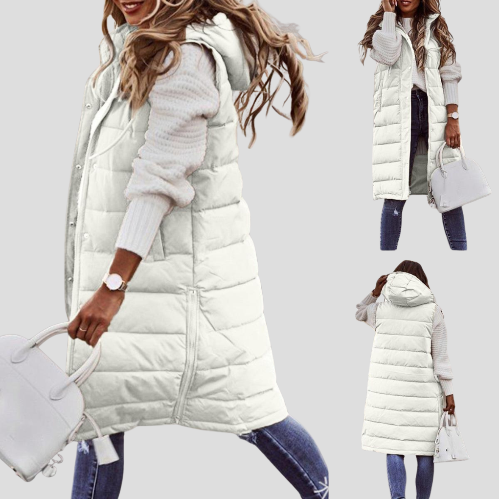 Olvoria | Women's Longline Hooded Puffer Vest