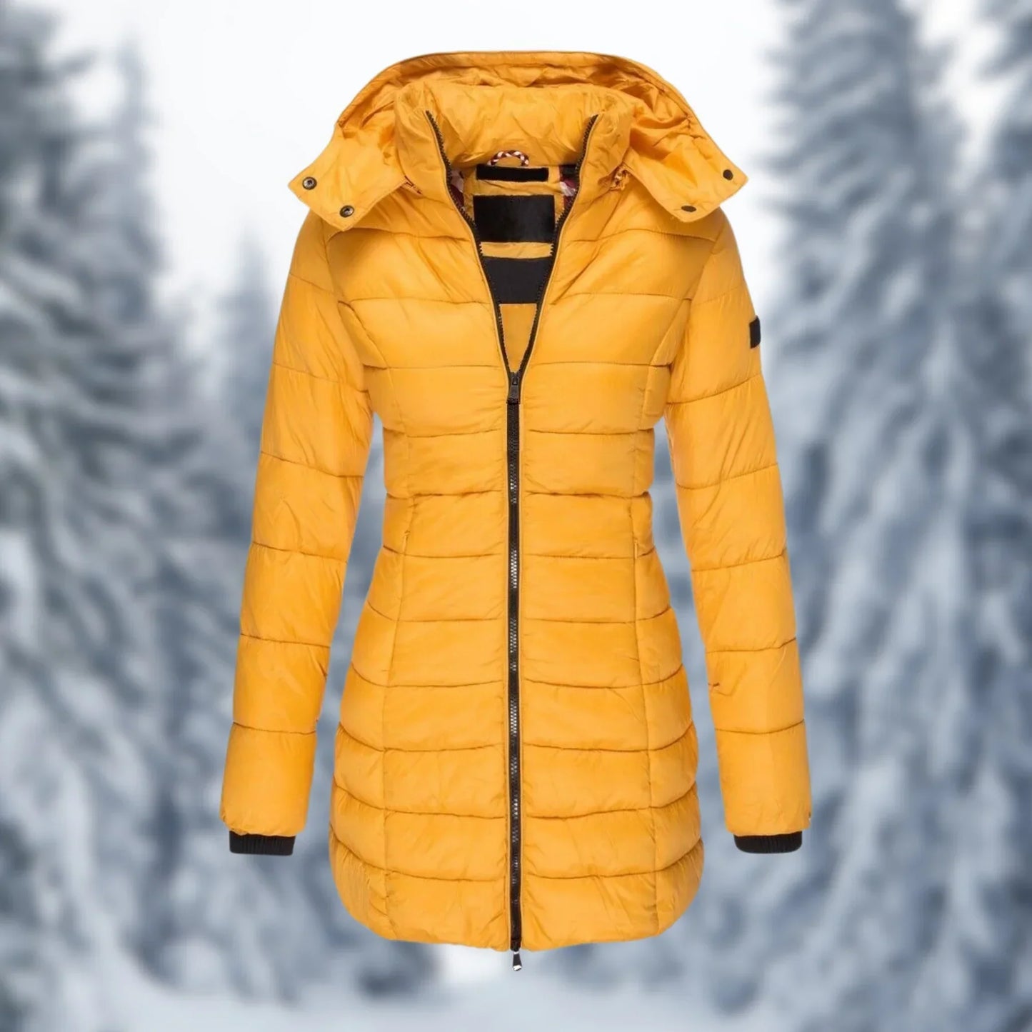 Olvoria | Women's Mid-Length Padded Winter Coat with Hood