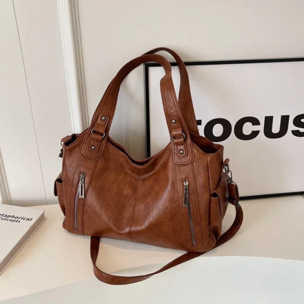 Olvoria | Women's Multi-Compartment Shoulder Bag with Zippers