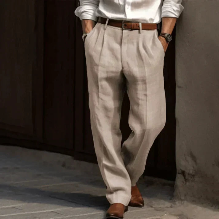 Pantalon à pinces taille haute pour homme, coupe décontractée et jambes larges