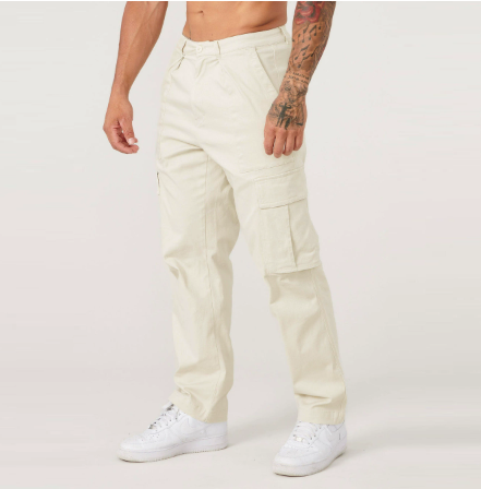 Pantalon cargo décontracté à coupe droite pour homme