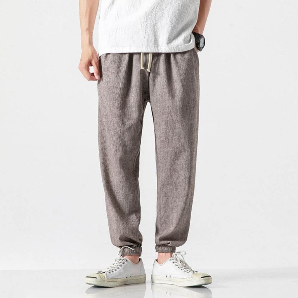 Pantalon confortable en coton et lin pour homme – Léger pour un usage quotidien