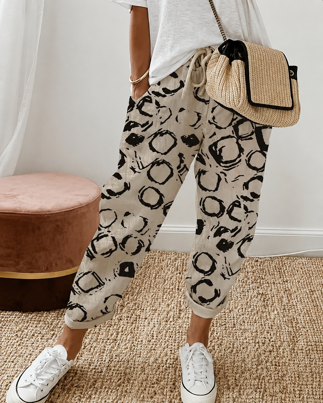 Pantalon style lin élégant coupe légère