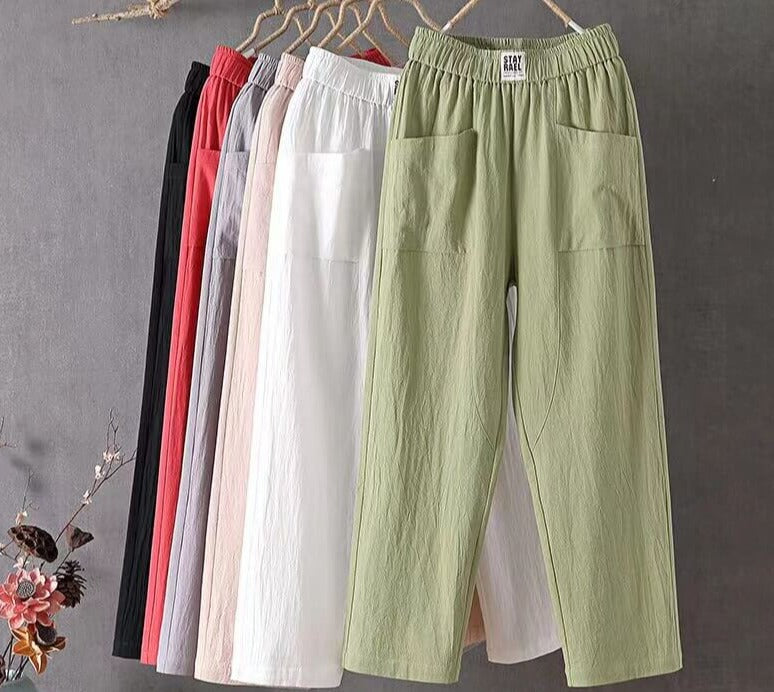 Pantalon taille haute coupe large