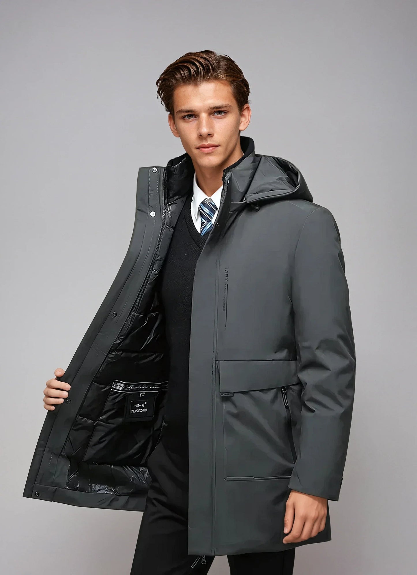 Parka d'hiver homme avec capuche et poches