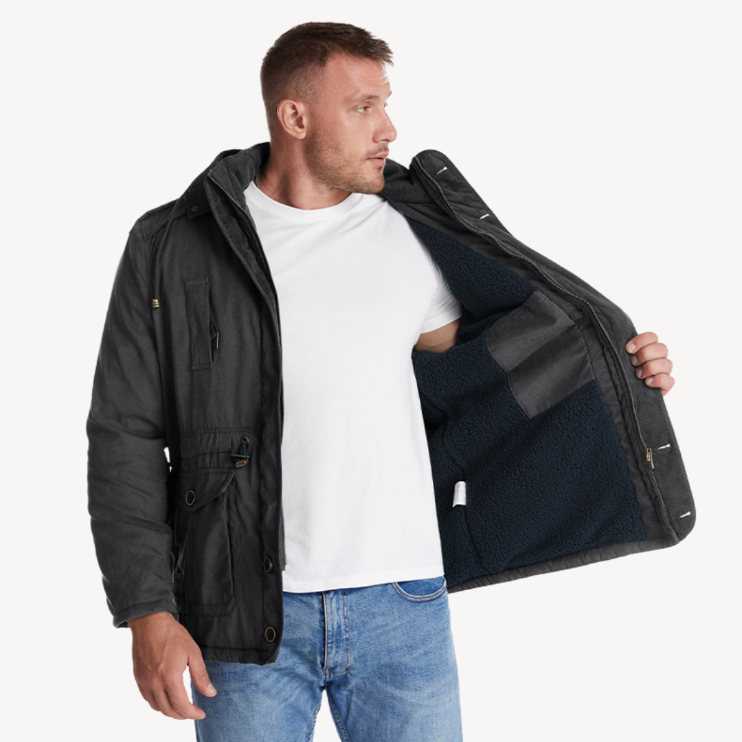 Parka d'hiver imperméable pour homme avec capuche doublée