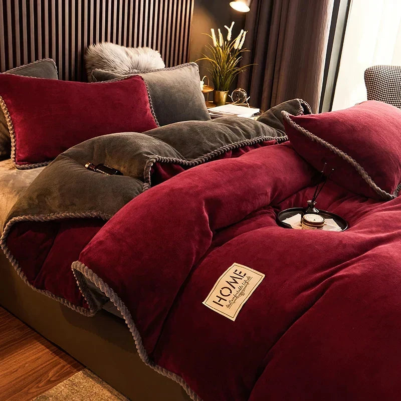 Parure de couette luxueuse en velours polaire