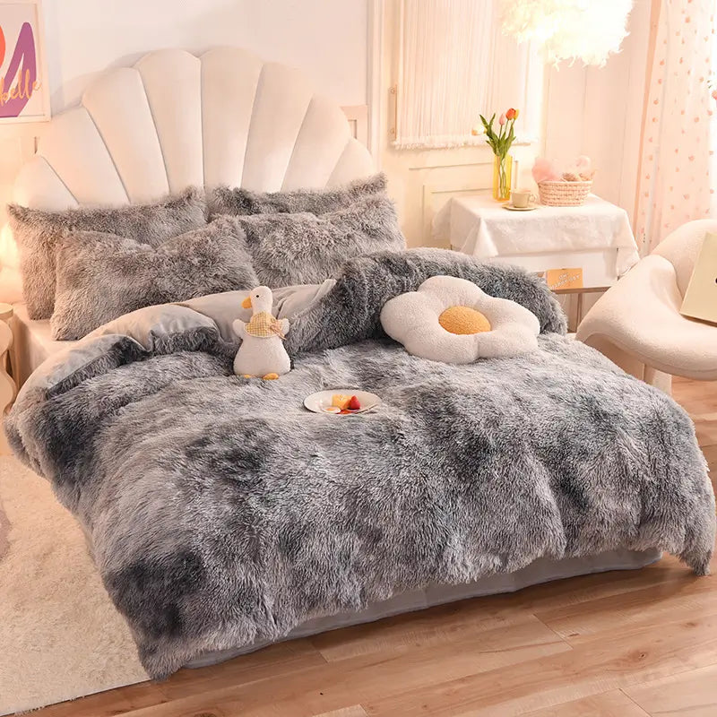 Parure de lit en polaire pelucheuse teddy - chaude et ultra douce