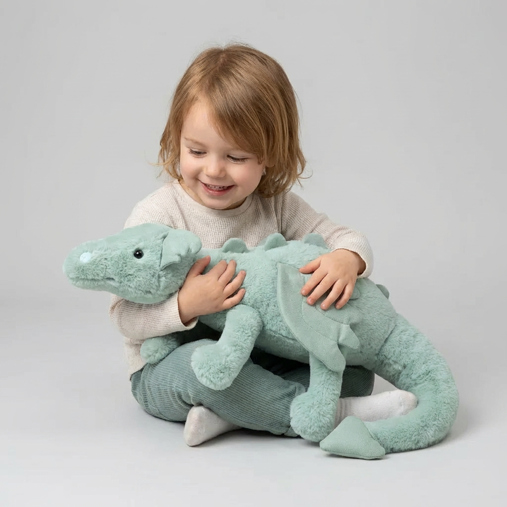 Peluche dragon avec ailes pour enfant