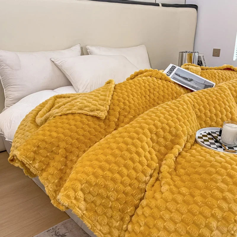 Plaid en velours doux à motif carreaux, moelleux, chaud et douillet - Confortable jeté de canapé et couverture câline pour adultes, enfants et animaux