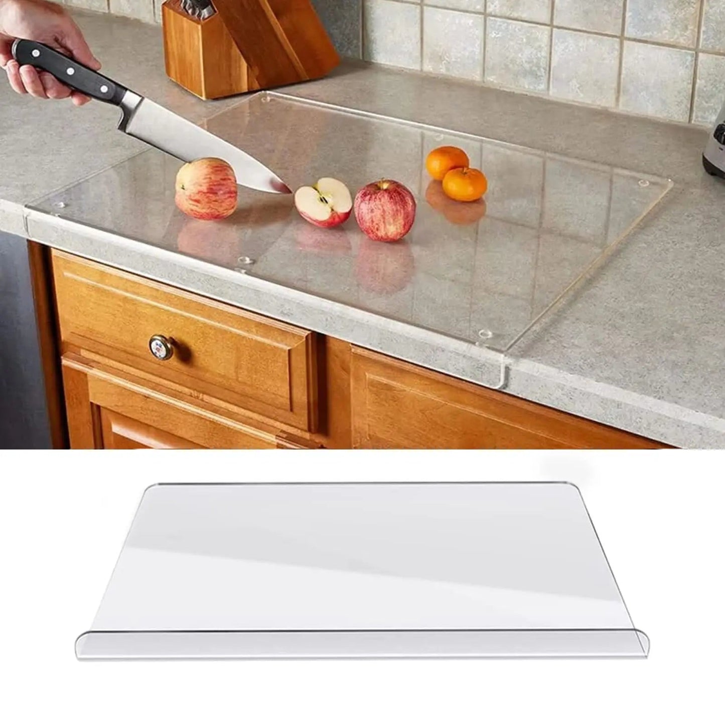 Planche à découper transparente – antidérapante et discrète – idéale pour cuisine moderne