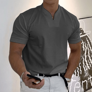 Polo ajusté pour homme avec col en V élégant