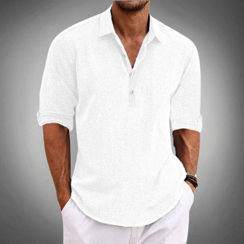 Polo en lin homme respirant coupe décontractée