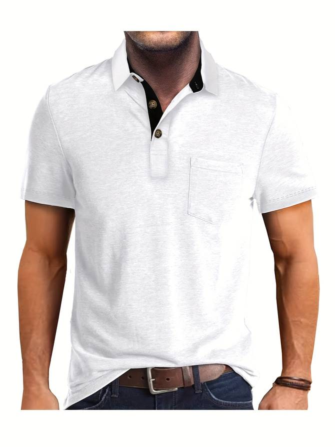 Polo homme manches courtes coton mélangé coupe ajustée