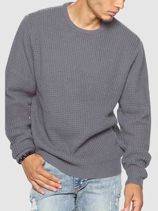 Pull en maille à col ras du cou pour homme coupe décontractée