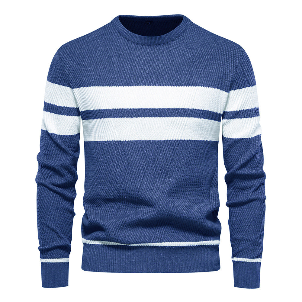 Pull en maille rayé à col rond pour homme