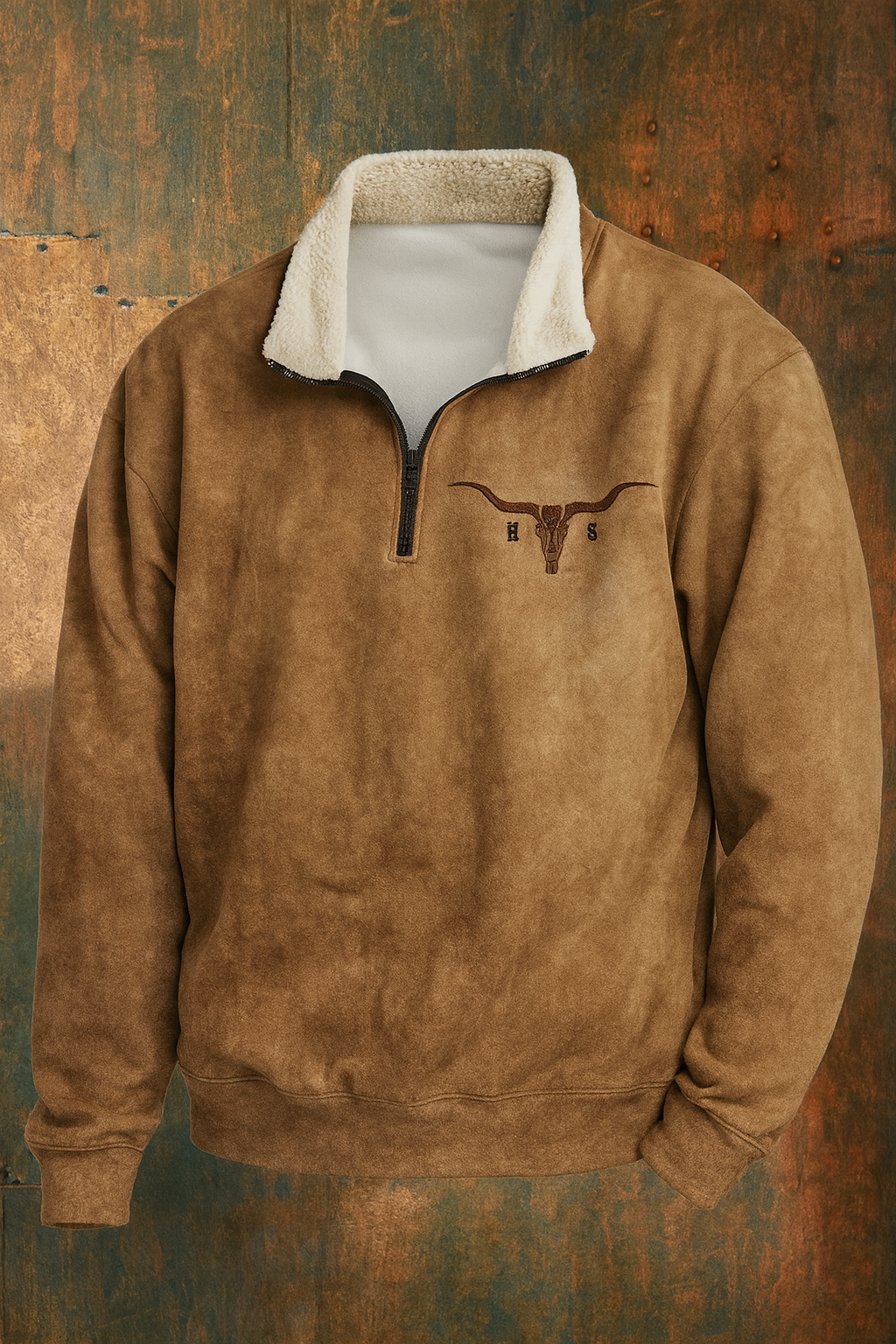Pull en polaire style western avec col demi-zip pour homme