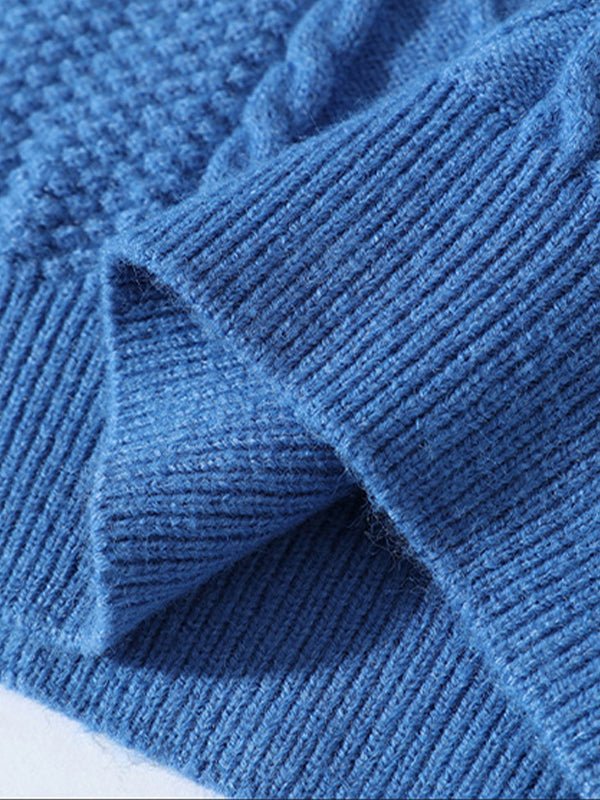 Pull en tricot à torsades et col rond pour homme