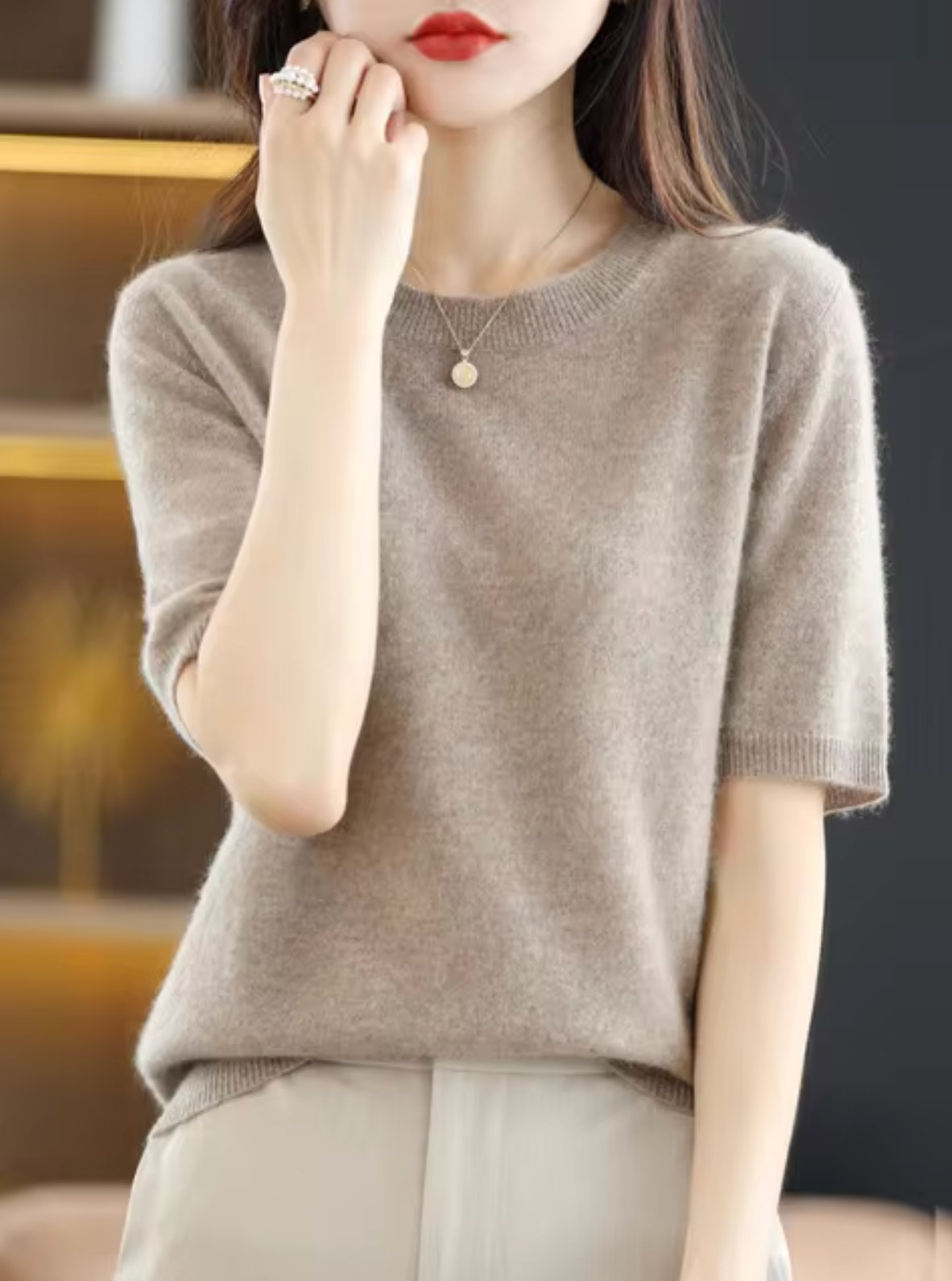 Pull femme à manches courtes