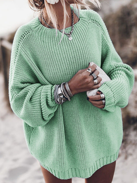 Pull oversize en maille à col rond pour femme